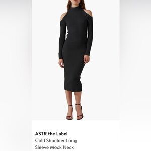 Astr Black Cold Shoulder Long Sleeve Maxi Dress